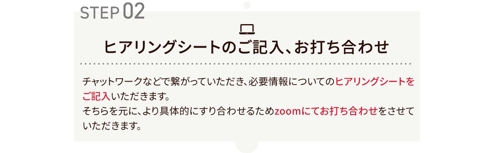 ヒアリングシートのご記入、お打ち合わせ